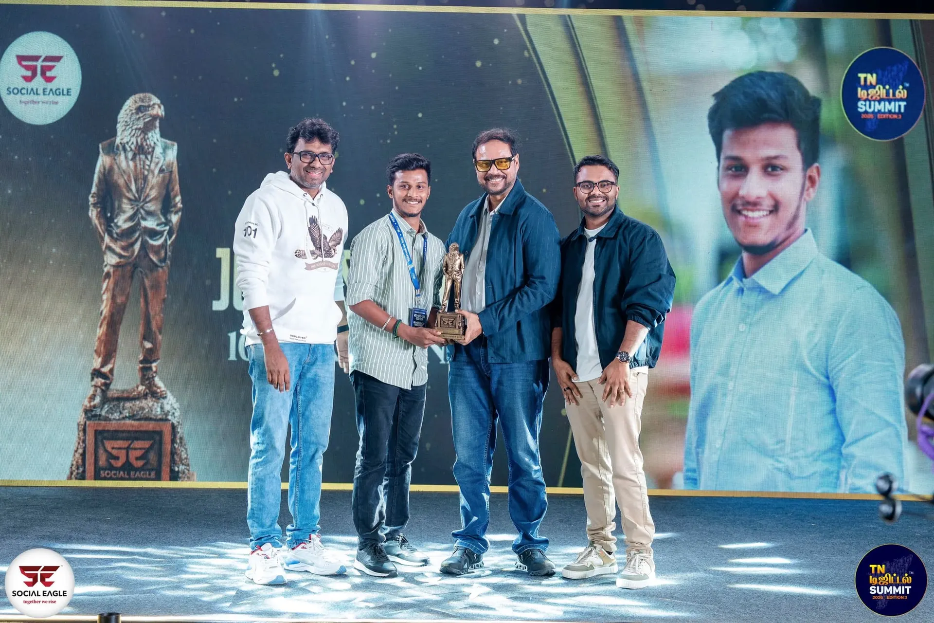 Jothi Swaroop receiving an award at Tamil Nadu Digital Summit 2026